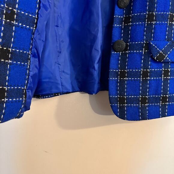 Jo Hardin Vintage Blue Wool Blend Plaid Academia Jacket Blazer Size 12 - Picture 6 of 9